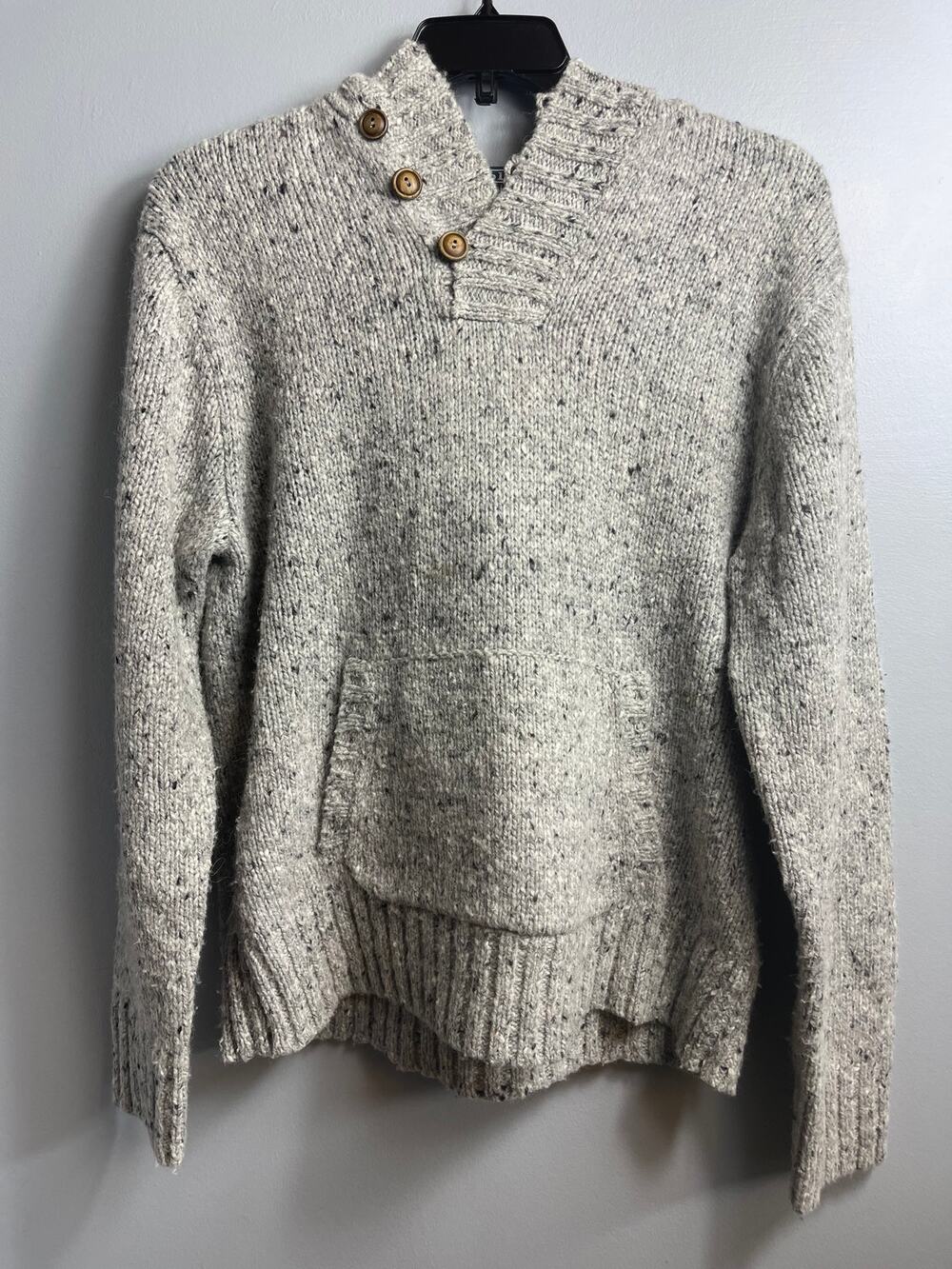 VTG Polo Ralph Lauren Chunky Ragg Wool Alpaca Blend Sweater Shawl Collar L